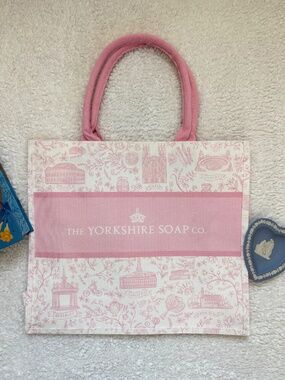 The Yorkshire Soap Co Pink Cotton Shopper Tote Bag Toile British Regency New UK